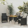 vidaXL Patio Table, Black 27.6"x27.6"x28.3" Poly Rattan & Solid Acacia Wood - 2 of 4