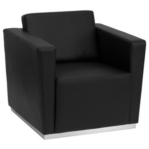 Flash Furniture HERCULES Trinity Series Contemporary Black LeatherSoft Chair with Stainless Steel Base - 1 of 2