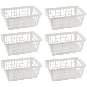 YBM HOME Plastic Perforated Storage Basket Bin Office Drawer, Shelf Desktop Countertop Tray Organizer, Pack of 6 - 1 of 1