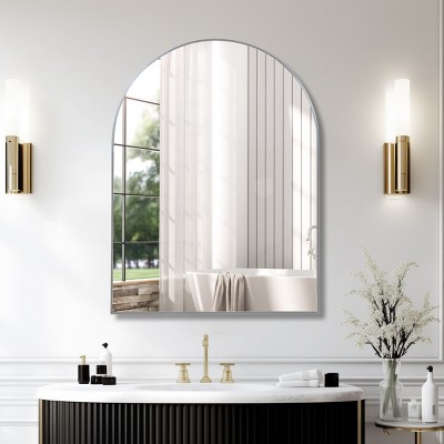 30''x40'' Arched Bathroom Mirror,Modern Arched Wall Mirror with Metal Framed for Wall - The Pop Home