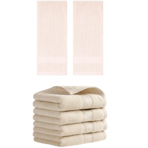 REGALWOVEN Solid Striped Cotton Soft Absorbent Hand Towels for Bath Hotel Spa 13" x 29" - 1 of 4