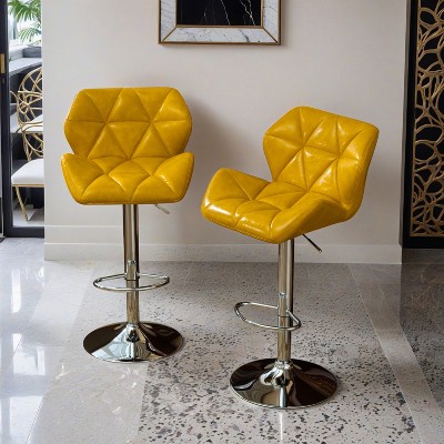 Glasgow Contemporary Tufted Adjustable Height Hidraulic Bar Stools, Set of 2 - Leovsnove
