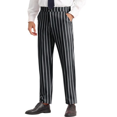 Lars Amadeus Men's Plaid Regular Fit Flat Front Classic Elastic Waist Suit Pants  Red 30 : Target