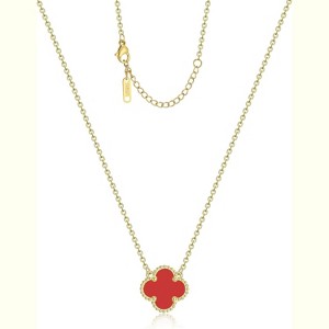 18K Gold Plated Four Leaf Clover Necklace Lucky Charm Jewelry Gift - 1 of 4