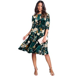 Roaman's Velour Swing Drape Dress - 1 of 4