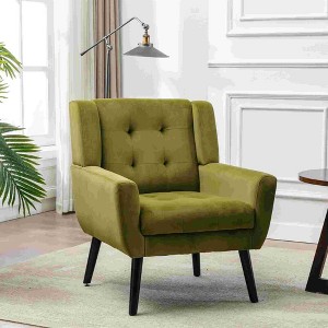 CAVINAS Linen/Velvet/Teddy/Leather Upholstered Accent Chair with Black Legs,Modern Upholstered Armchair with Wood Frame for Living Room - 1 of 4