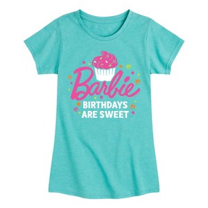 Girls' - Barbie - Birthdays Are Sweet Cupcake Fitted Short Sleeve Graphic T-Shirt - 1 of 4
