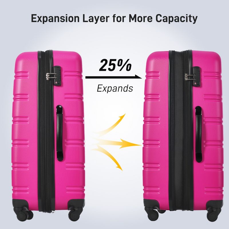 2/3 PCS Luggage Set, ABS Hardshell Expandable  Spinner Suitcase with Travel Bag and TSA Lock - ModernLuxe, 3 of 7