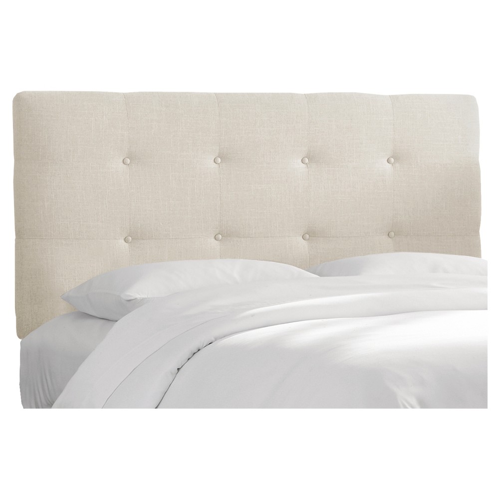 Skyline Furniture Queen Dolce Metallic Upholstered Headboard Talc Linen: Adjustable Height, Pine & Metal Frame