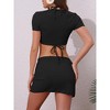 INSPIRE CHIC Women's Tie Knot Halter Ribbed Bikini Sets, Short Sleeve Cover Up Set Triangle Bottom Swimwear Bathing Suits 1 Set - 3 of 4