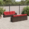 vidaXL 9 Piece Patio Sofa Set with Cushions Brown and Red Poly Rattan - 2 of 4