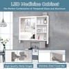 Modern 32x28 Inches Bathroom Cabinet with Mirror LED Lights and Multi-Level Storage Locker with Towel Rail - 3 of 4