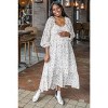 Pinkblush Ivory Floral Chiffon Ruffle Maternity Maxi Dress - 3 of 4