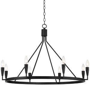 Possini Euro Design Covey Semi Gloss Black Ring Chandelier 36" Wide Modern Candles 8-Light Fixture for Dining Room House Foyer - 1 of 4