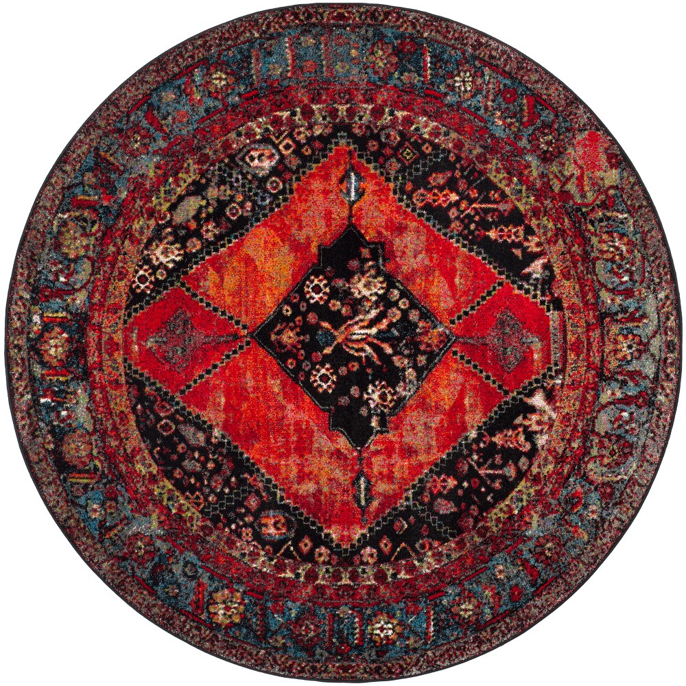 5'3in Medallion Loomed Round Area Rug Orange - Safavieh