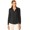 INSPIRE CHIC Women's Elegant V Neck Long Sleeve Office Work Satin Shirt - 3 of 4
