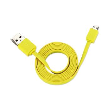 REIKO TANGLE FREE MICRO USB DATA CABLE 3.3FT IN - YELLOW