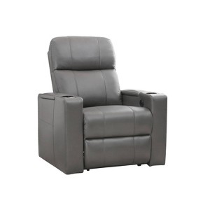 Ronnie Leather Power Theatre Recliner Gray - Abbyson Living
