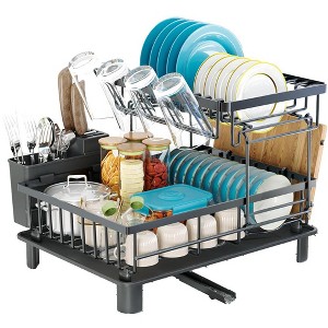 Aoibox 2 Tier Dish Drying Rack Black Rust Resistant Metal Compact ...