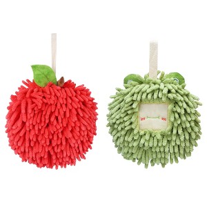 REGALWOVEN 2 Pcs Comfortable Soft Absorbent Chenille Ball Fuzzy Hand Towels - 1 of 4