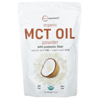 Micro Ingredients Organic MCT Oil Powder With Prebiotic Fiber, 1 lb (454 g)