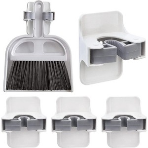 LunaLulinlk Wall Mount Broom Gripper Mop Holders, Broom Hooks Mop Clips Self Adhesive No Drilling , Broom and Dustpan Hanger 4 PCS White - 1 of 4