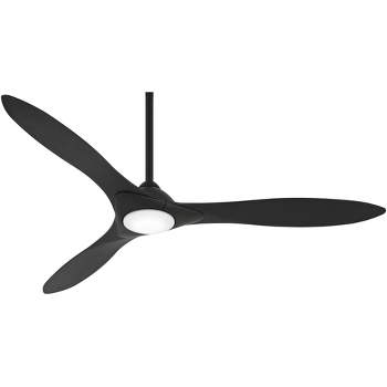 60" Minka Aire Modern Indoor Ceiling Fan with LED Light Remote Control Coal Black Etched Glass for Living Room Kitchen Bedroom