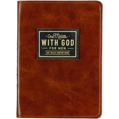 One Minute with God for Men 365 Devotions, Brown Faux Leather Flexcover - (Leather Bound)