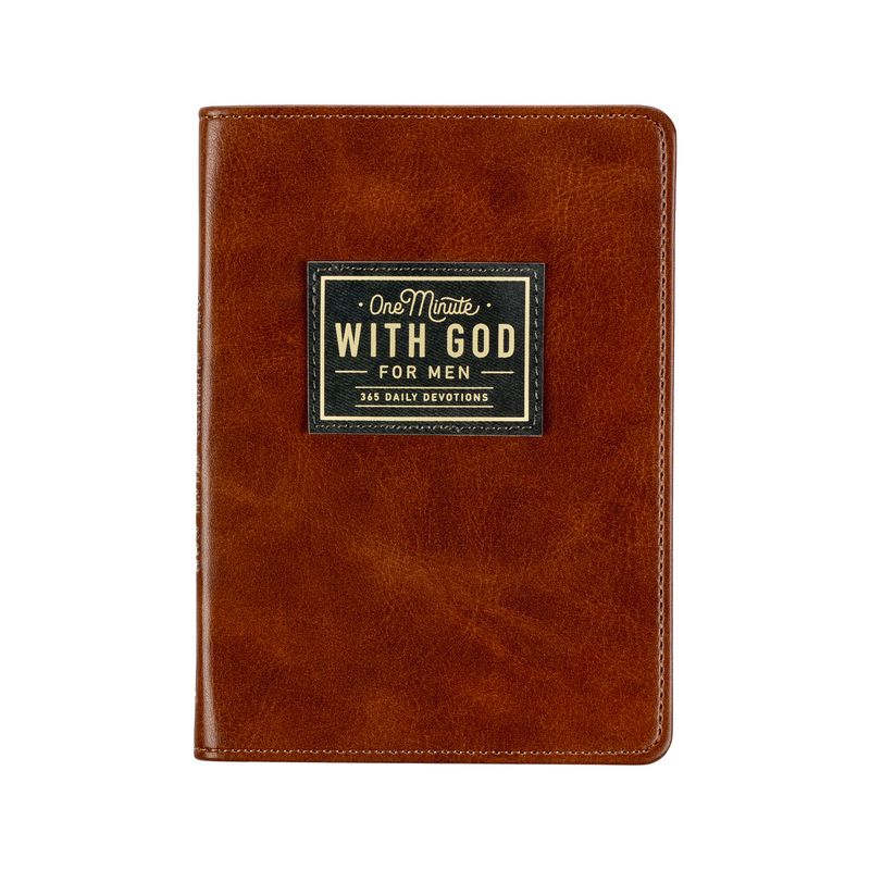 One Minute with God for Men 365 Devotions, Brown Faux Leather Flexcover - (Leather Bound), 1 of 2