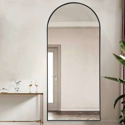 Dovelina Modern Wood Frame Arched Mirror Decorative Wall Mirror