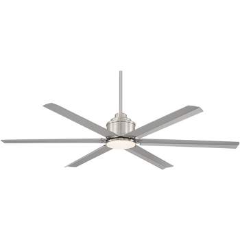 65" Casa Vieja Ultra Breeze Modern Indoor Outdoor Ceiling Fan with Dimmable LED Light Remote Control Brushed Nickel Wet Rated for Patio Exterior House