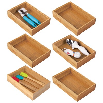 mDesign Formbu Natural Bamboo Kitchen Storage Bin Container Organizer Box, 4 Pack - 4 x 4 x 2.36