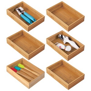 mDesign Stackable Wooden Bamboo Drawer Organizer Tray - 1 of 4