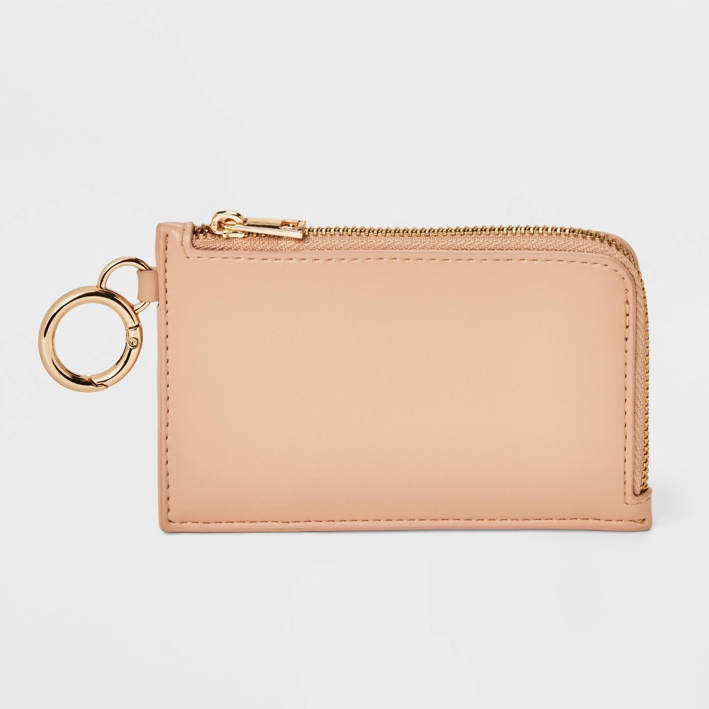 Photos - Travel Accessory L-Zip Card Case - A New Day™ Tan