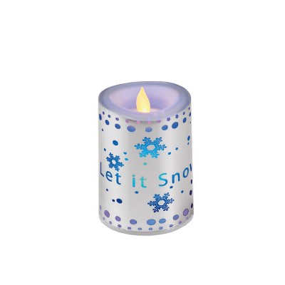 Diva At Home 4" Silver Colored  "Let it Snow" Flameless Candle with Flickering LED Lights