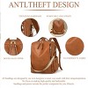 INFURNIC Backpacks Women Retro PU Leather Backpack Multi Function Large Capacity Stylish Travel Work Bag, Brown, 13.26"*16.77"*2.34" - 2 of 4