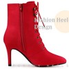 Perphy Women's Pointy Toe Side Zipper Lace Up Stiletto Heel Ankle Boots - 4 of 4