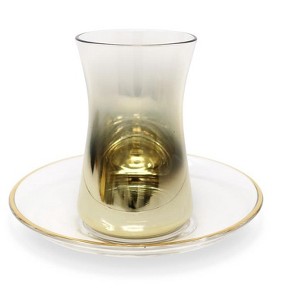 Classic Touch Tea Set of 6 with Gold Ombre Design, 3.9 oz - 1 of 3