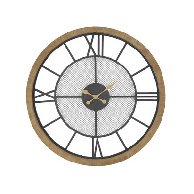 Contemporary Wood and Iron Analog Wall Clock - Olivia & May