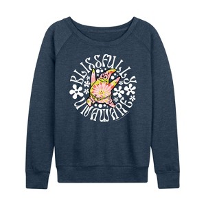 Women's - SpongeBob SquarePants - Blissfully Unaware Lightweight French Terry Wide Neck Long Sleeve Shirt - 1 of 4