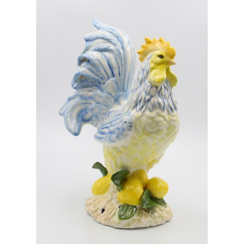 Kevins Gift Shoppe Ceramic Lemon Blue and Yellow Rooster Statue, 2 of 6
