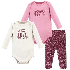 Hudson Baby Infant Girl Cotton Bodysuit and Pant Set, Little Love Flowers Long Sleeve - 1 of 4