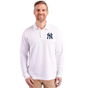 New York Yankees Cutter & Buck Advantage Eco Tri-Blend Pique Mens Big and Tall Long Sleeve Polo - 1 of 1