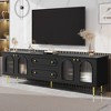 HDZNVF 78.7 inch Modern TV Stand, TV Cabinet with Five Metal Legs and Metal Handles, Up to 80 inch, Black - 2 of 4
