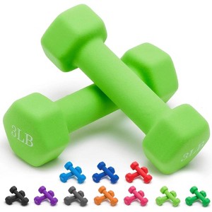 Neoprene Hex Dumbbell Set of 2, 1-15LB Anti-Slip & Anti-Roll Hand Weights, Free Weights for Home Gym Fitness - 1 of 4