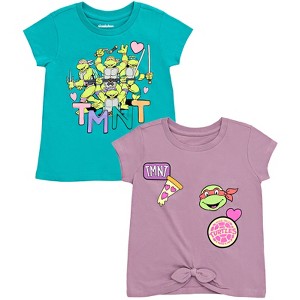 Teenage Mutant Ninja Turtles Donatello Raphael Leonardo Michelangelo Girls 2 Pack T-Shirts Toddler to Big Kid - 1 of 4