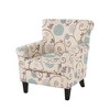 Fabric Floral Upholstery Club Chair with Rolled Arms and Tapered Birch Legs - 4 of 4