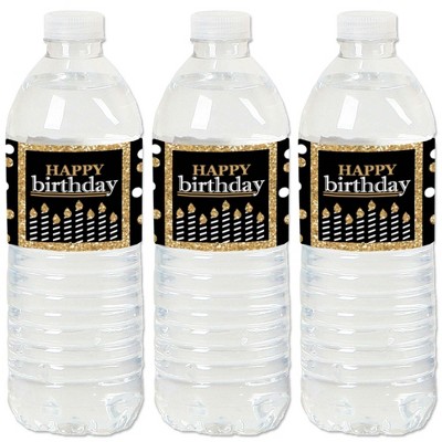 Big Dot of Happiness Adult Happy Birthday - Gold - Birthday Party Water Bottle Sticker Labels - Set of 20
