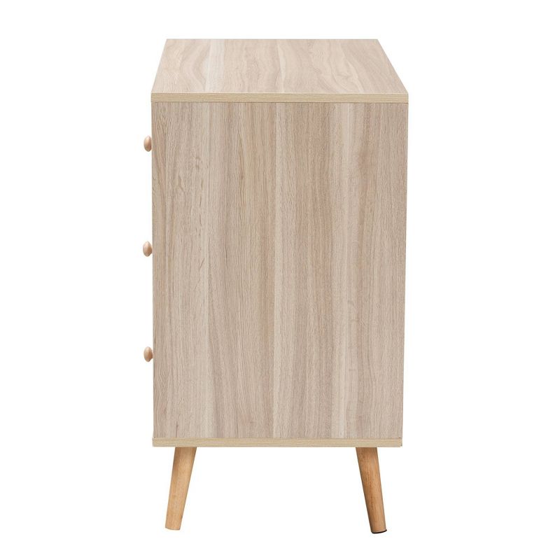 Beau Two-Tone Wood 3 Drawer Storage Cabinet White/Natural Brown - Baxton Studio, 6 of 12