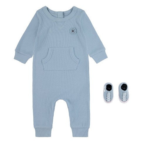 Converse Baby Boys Long Sleeve Romper Bootie Set Blue 0 3M